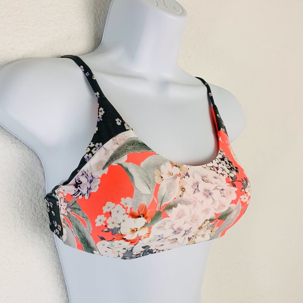 Maaji Bouquet Twister Orange Floral Reversible Bralette Bikini Top Sz S - Picture 6 of 14